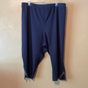 Catherine’s Suprema Collection size 6X navy stretchy Capris striped slits